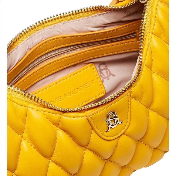 NWT Steve Madden (Bvital) Quilted Crossbody Bag w Air Pod Pouch - Yellow - Picture 4 of 16
